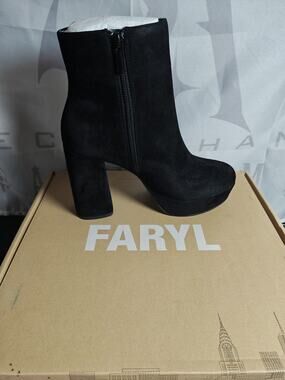 FARYL By FarylRobin $150 Women's 7 Jersey Black Suede Platform Boot Heel NWB